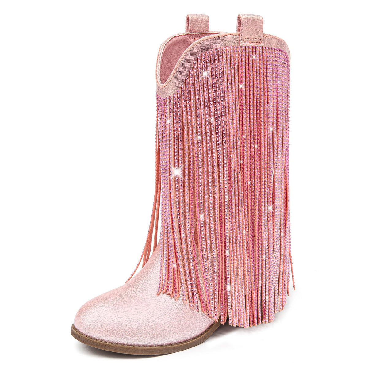 LAURMOSA Rhinestone Fringe Cowgirl Boots for Girls Cowboy Boots for Kids