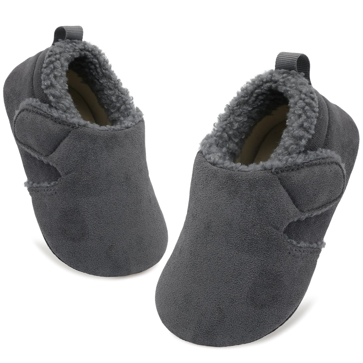 JOINFREE Toddler Slippers Boys Girls Adjustable House Shoes Barefoot Sock Shoes with Rubber Sole Baby Comfort Warm Indoor Outdoor Walking Shoe