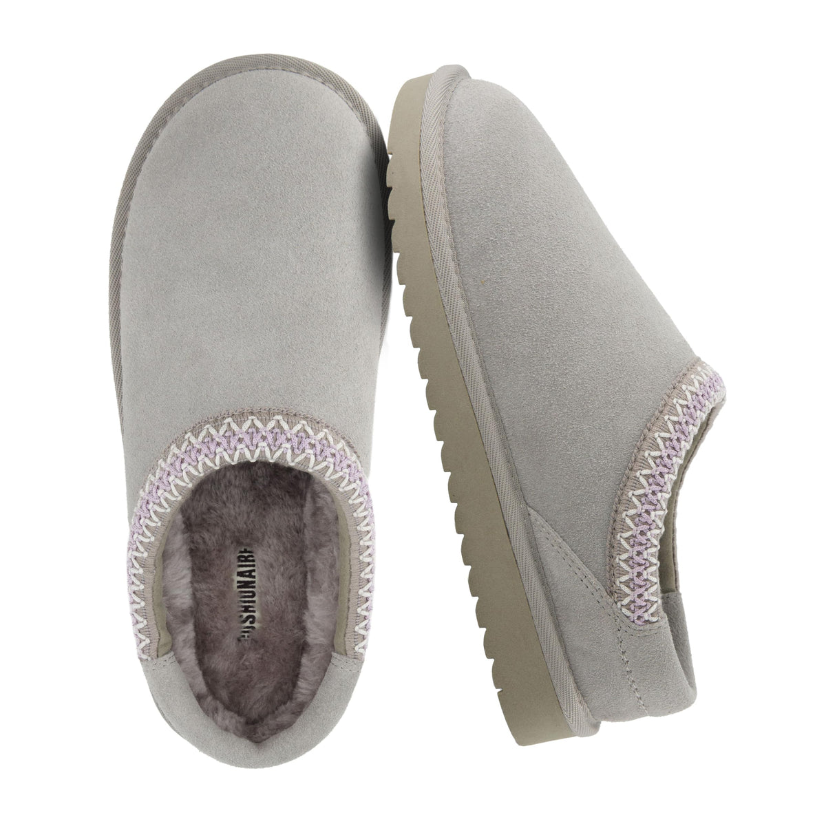 CUSHIONAIRE Keto Genuine Suede Leather Kids Slippers for Boys and Girls – Cozy Slip-On Mule House Shoes with Faux Fur Lining, Cushioned Memory Foam Comfort