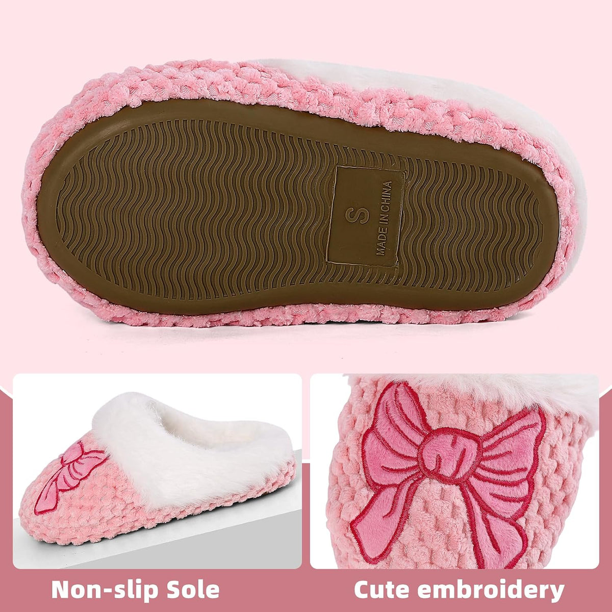 Toddler Slippers Cute Warm Girls' Fluffy House Slides Shoes