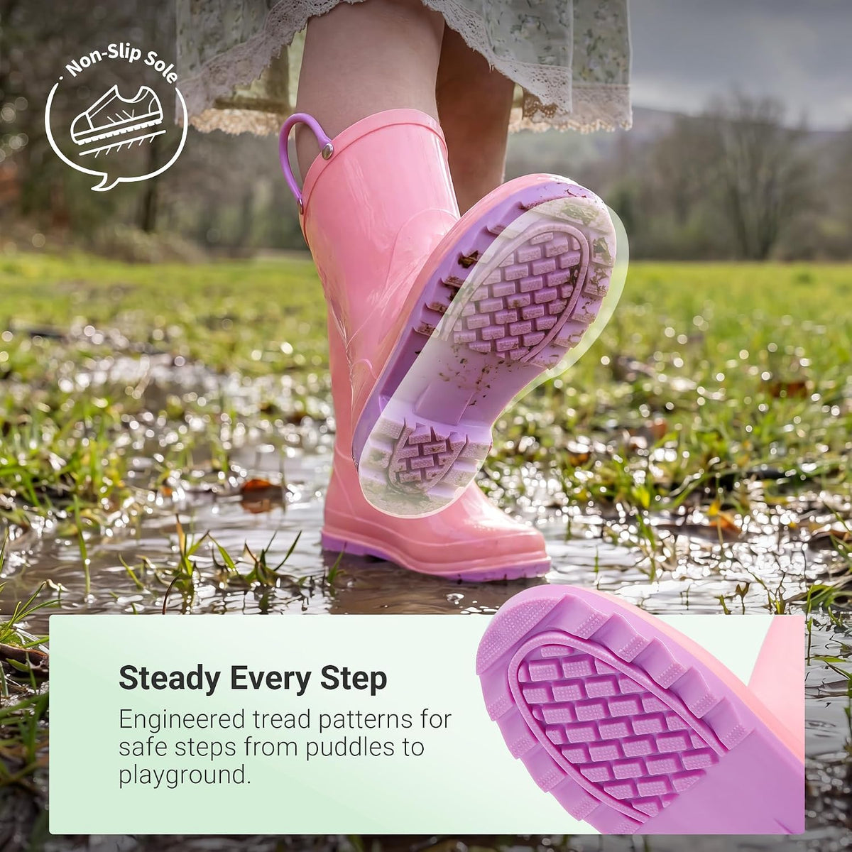 DREAM PAIRS Kids Waterproof Rain Boots
