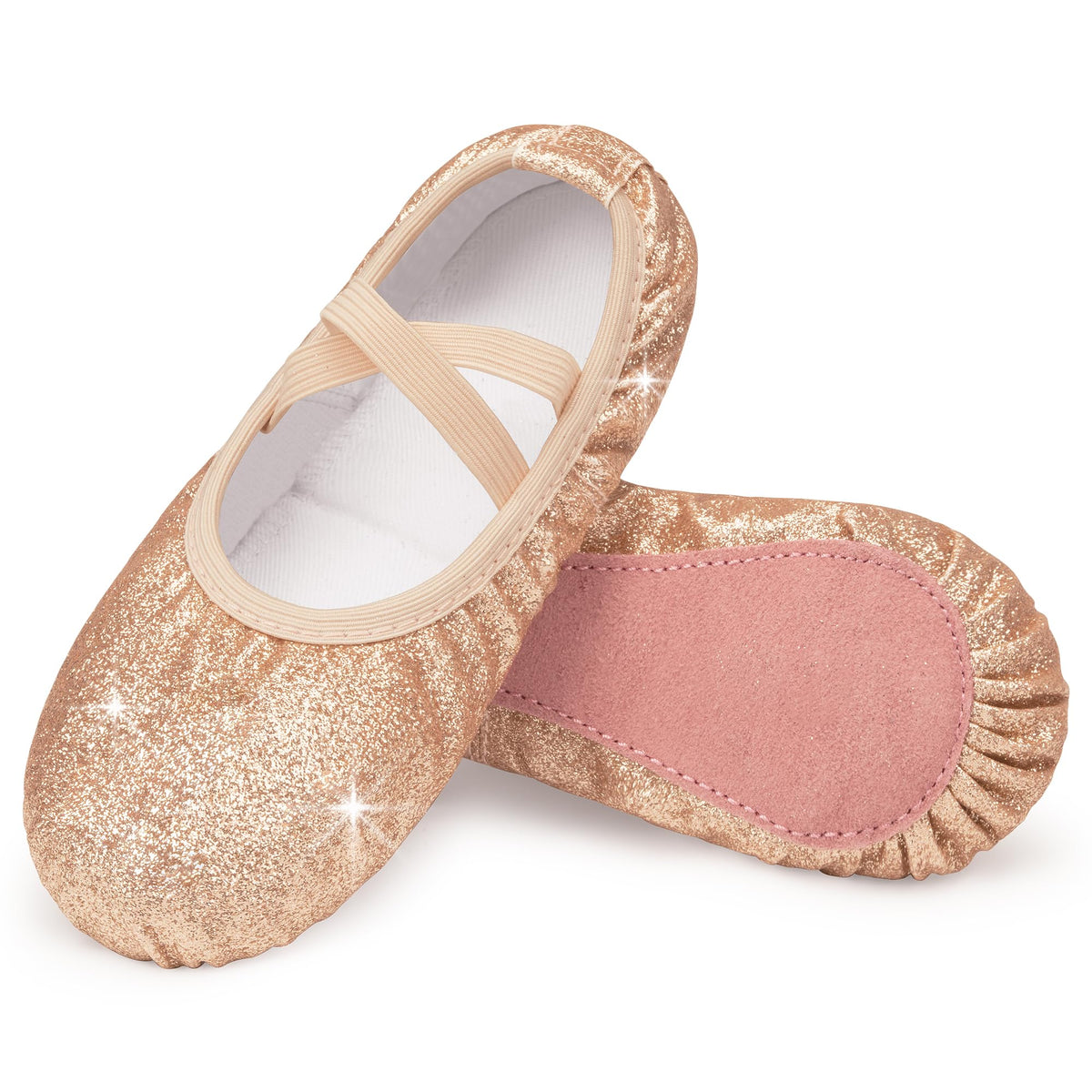 Stelle Ballet Slippers for Girls Glitter Metallic Vegan Leather