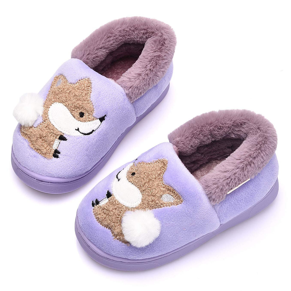 Ainikas Toddler Boys Girls Slippers Fluffy Little Kids House Slippers Warm Fur Cute Animal Home Slipper