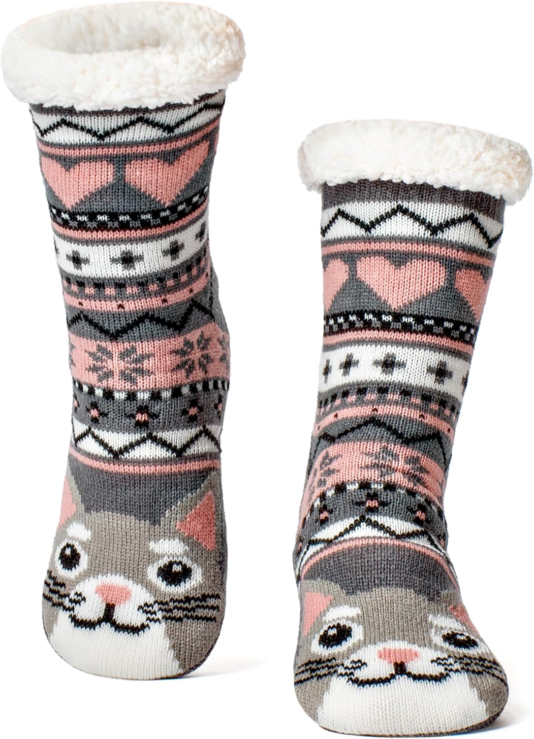 cosyone1997 Fuzzy Slipper Socks for Women and Kids with Grips Cozy Gifts