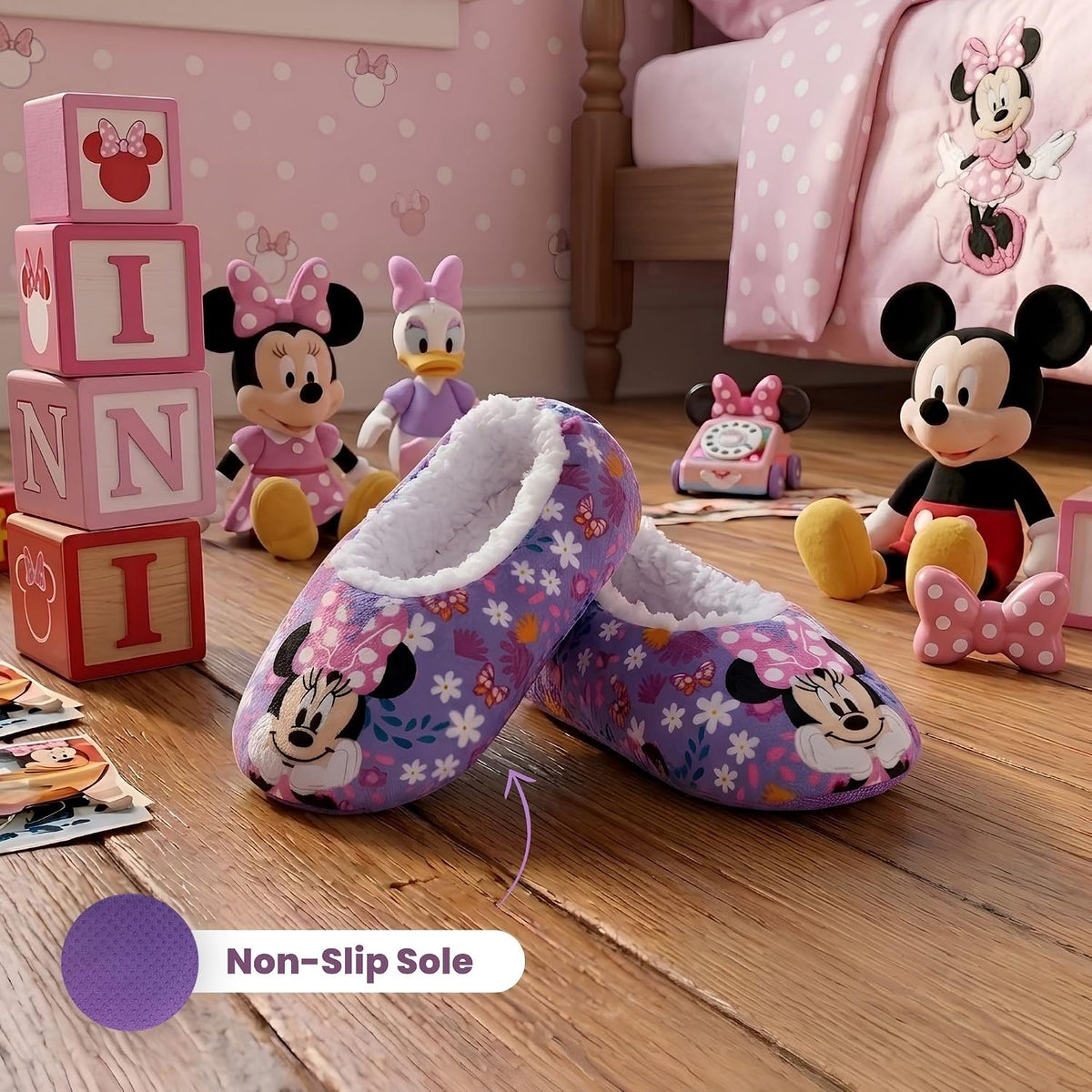 Slipper Socks for Girls Plush SlipOn Slippers Stitch Minnie Disney Princess