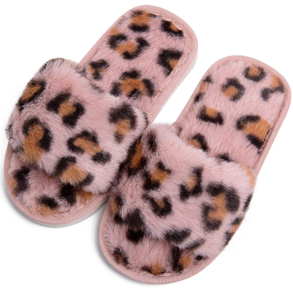 techcity Boys Girls Fuzzy House Slippers Cute Comfy Faux Fur Slip On Fluffy Plush Open Toe Home Slides for Kids Indoor Outdoor Warm Shoes
