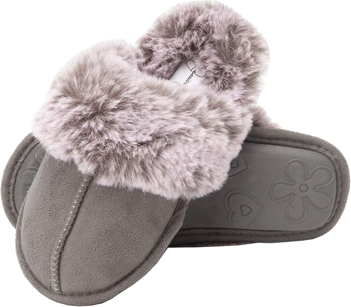 Jessica Simpson Girls Comfy Slippers - Cute Faux Fur Slip-on Shoes Memory Foam House Slipper