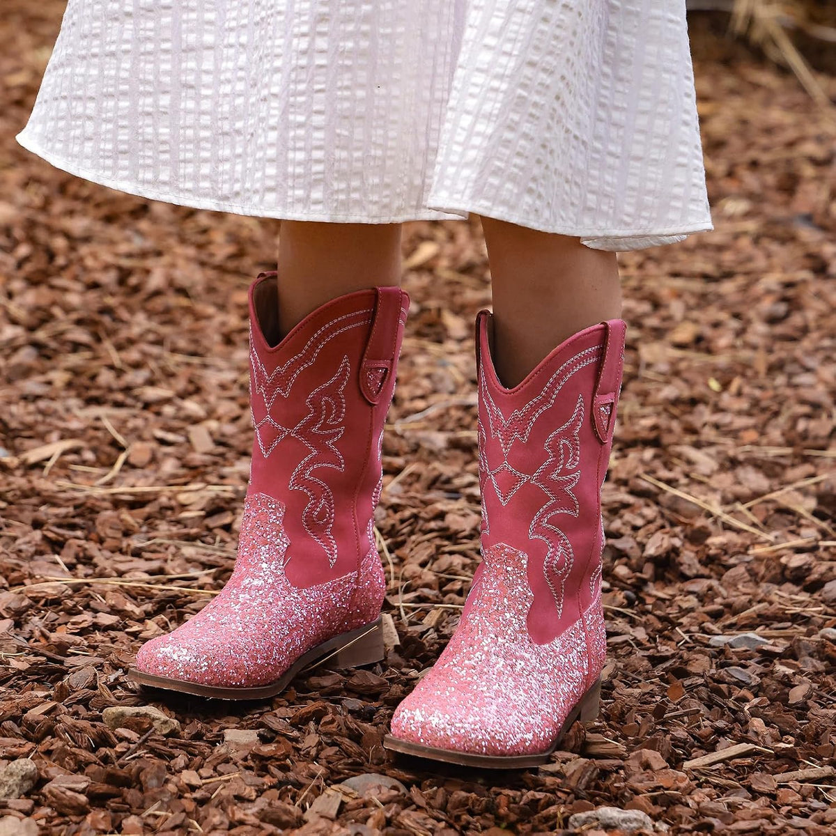 Choiran Cowboy Boots for Girls and Boys - Western Cowgirl Boots Unisex Mid Calf Riding Shoes for Toddler Little Kid/Big Kid