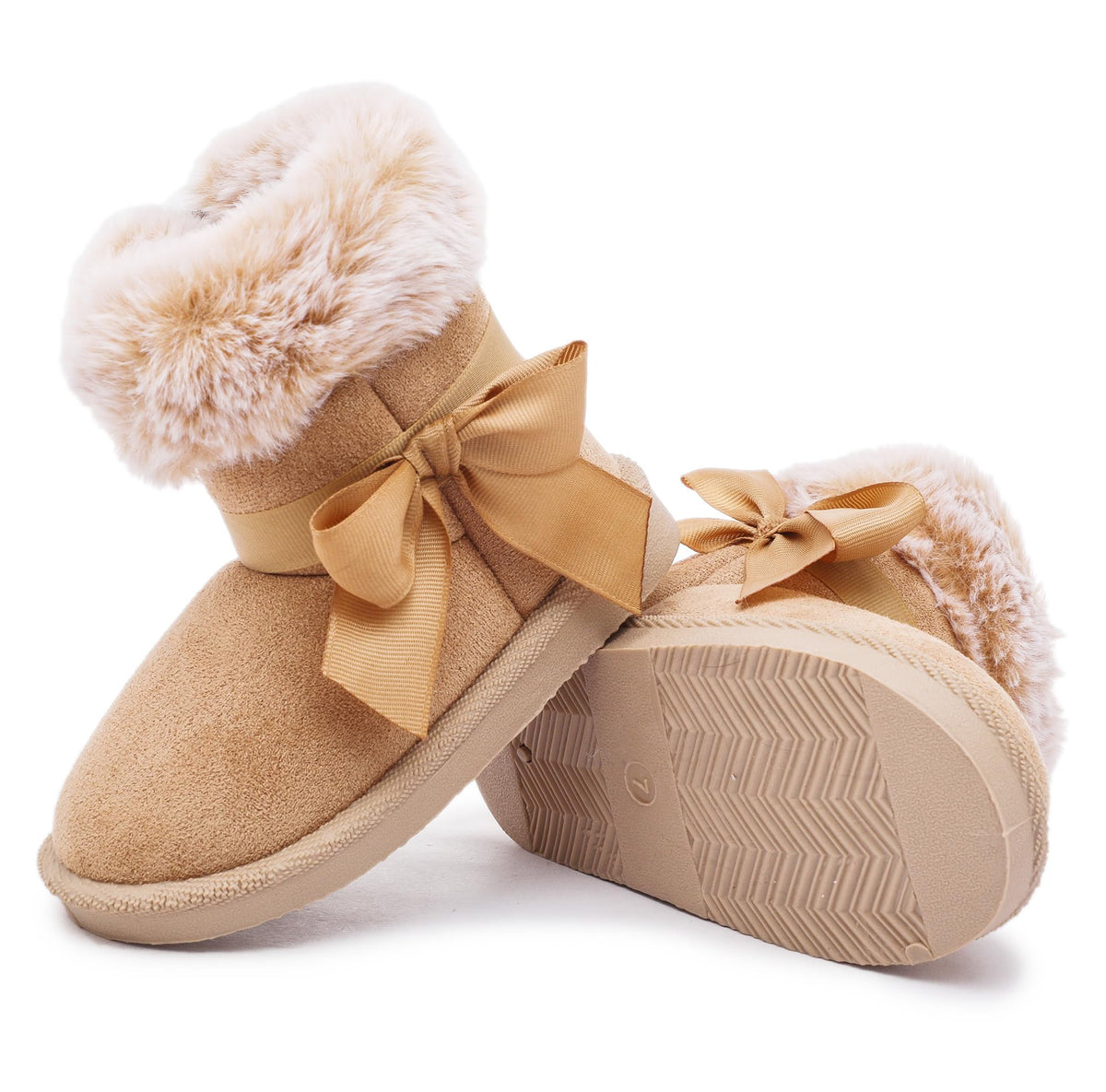 LONSOEN Winter Warm Boots Faux Fur Mid Calf Booties for Toddler Little Kid