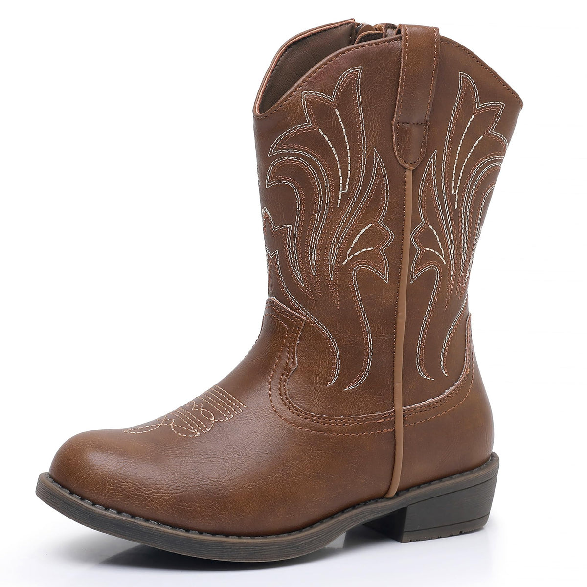 Ahannie Girls Cowboy Boots with Side Zipper – Western Cowgirl Boots for Toddler, Little Kid & Big Kid in Glitter or Classic Embroidery