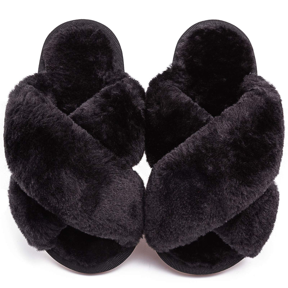 Girls Fluffy Slippers Kids Open Toe House Shoes Soft Plush Slides Sandals