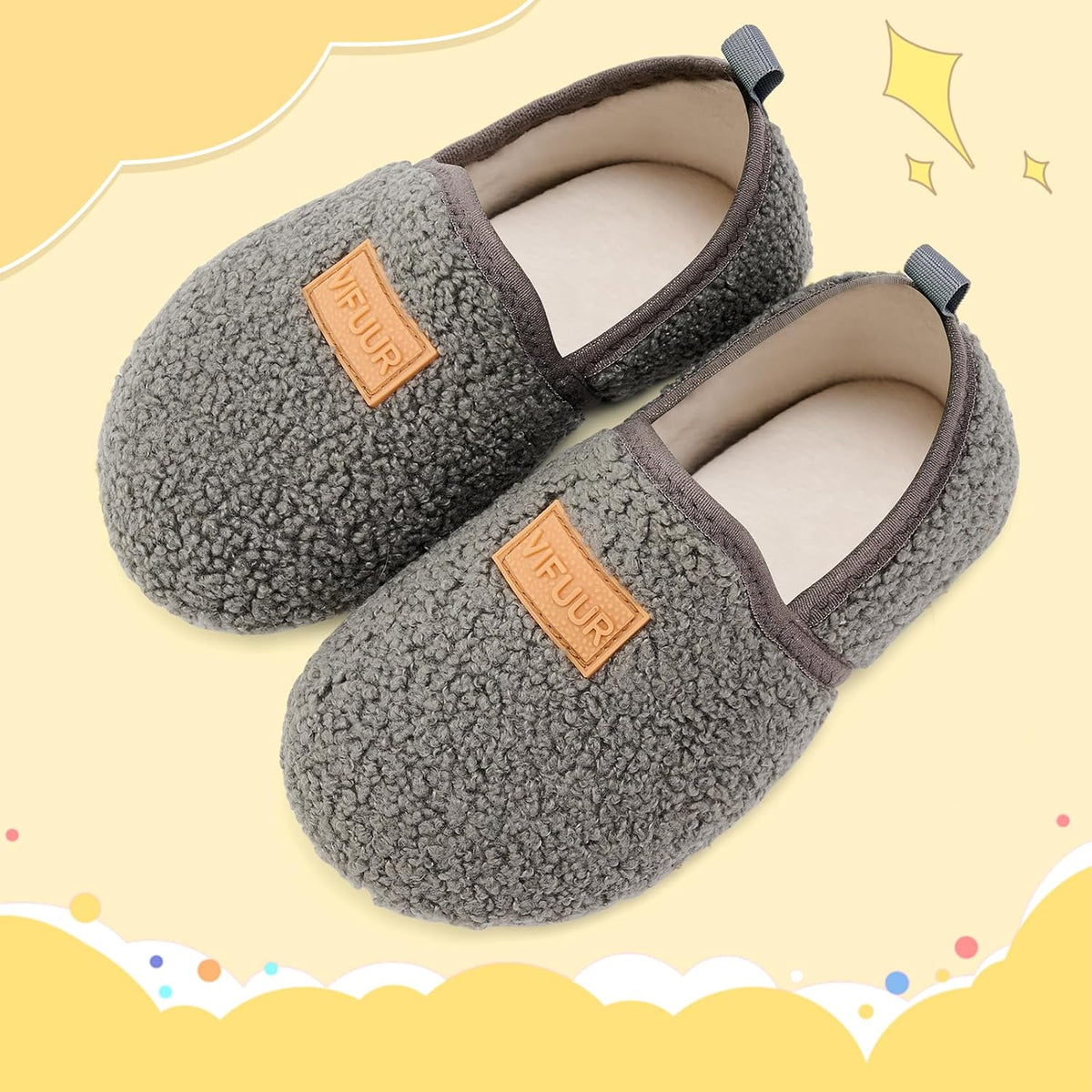 VIFUUR Kids Boys Girls House Slippers Babys Slip on Barefoot Socks Tollder