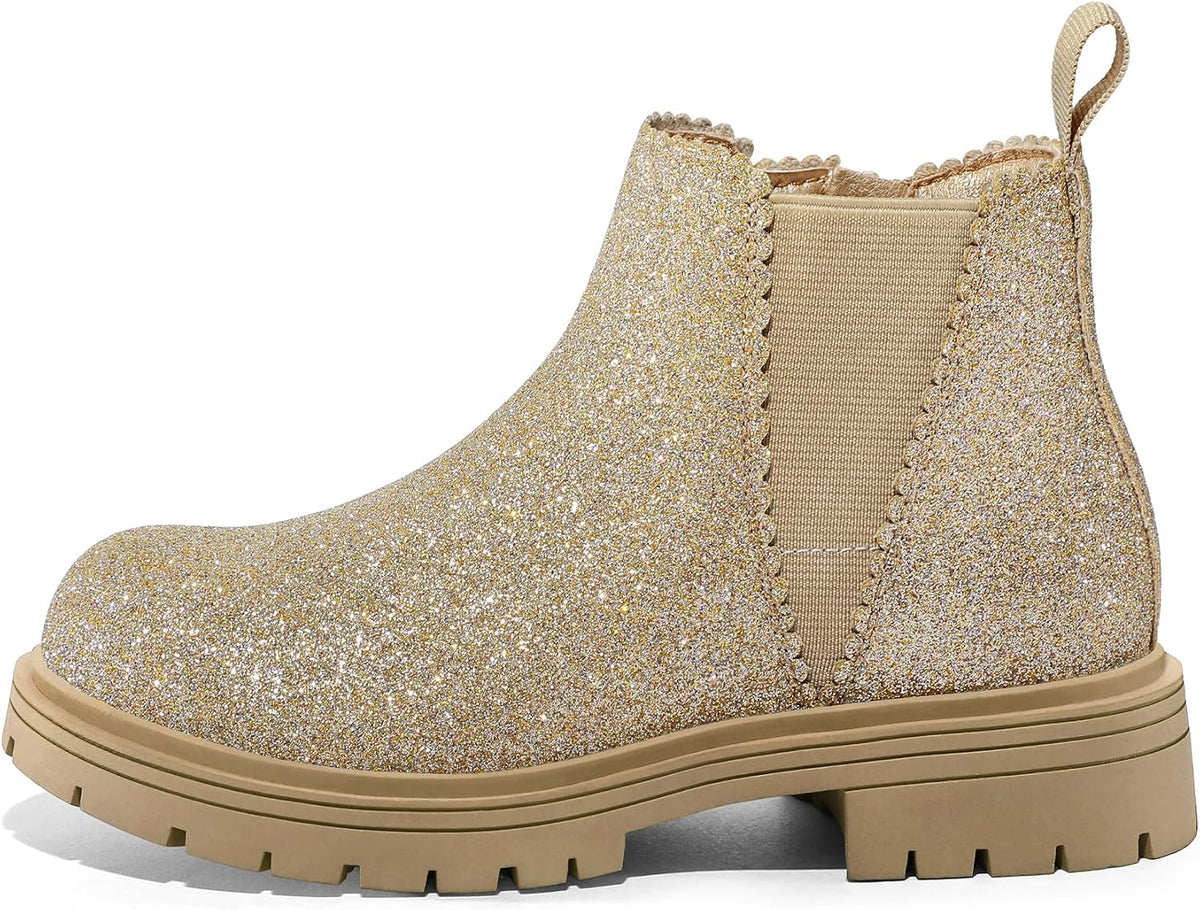 K KomForme Girls Chelsea Boots，Kids Ankle Boots with Side Zipper