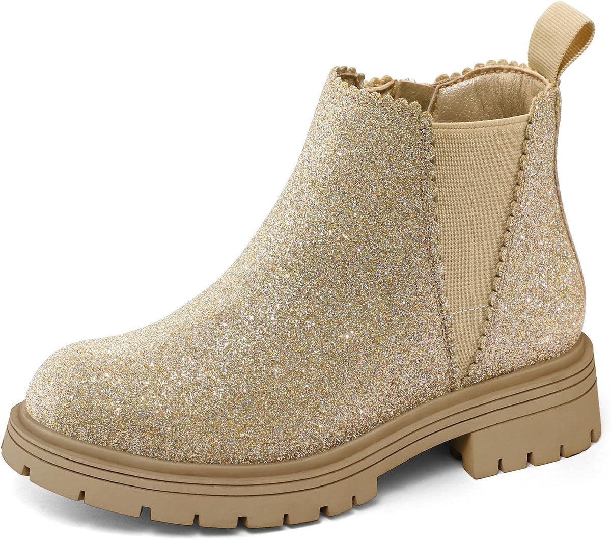 K KomForme Girls Chelsea Boots，Kids Ankle Boots with Side Zipper