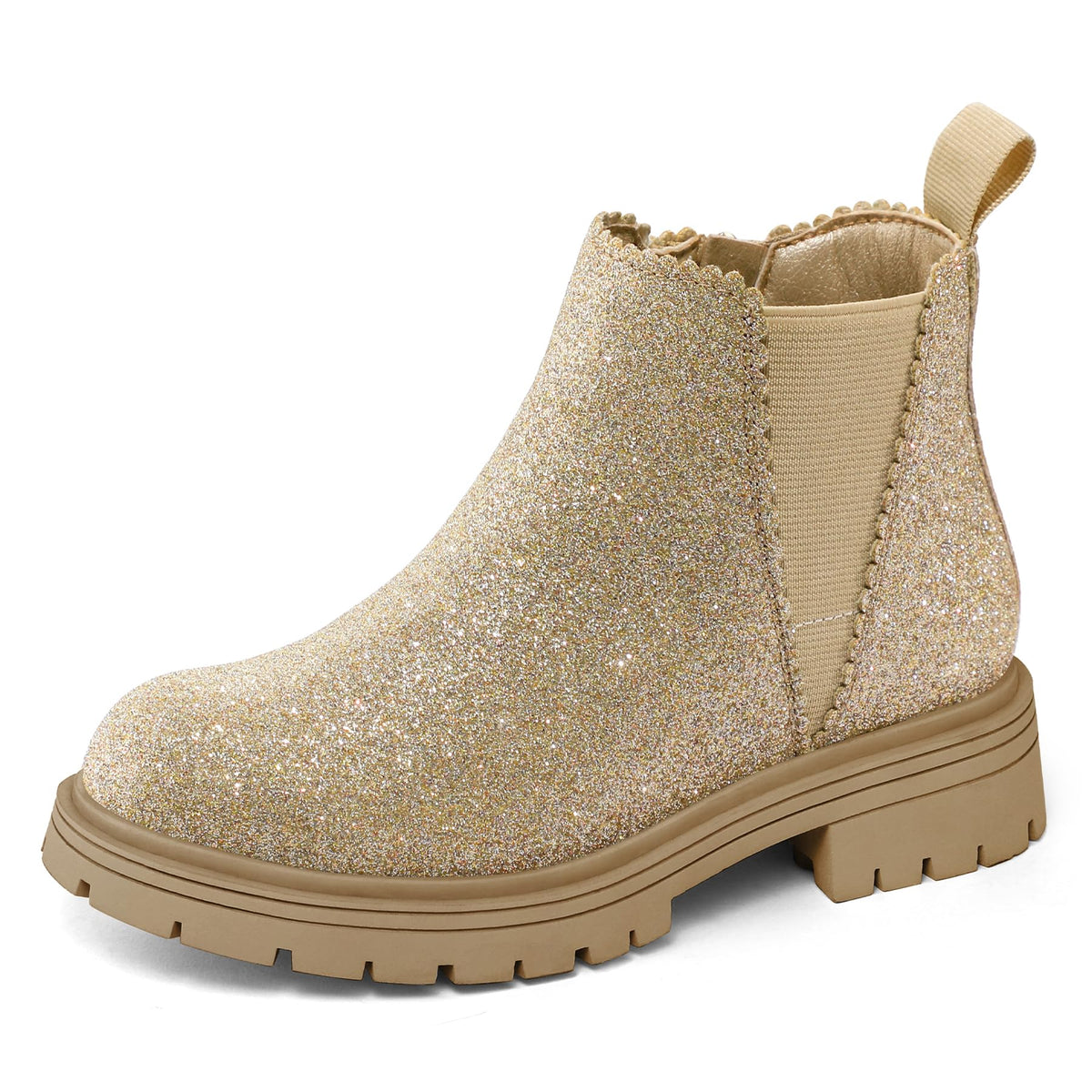 K KomForme Girls Chelsea Boots，Kids Ankle Boots with Side Zipper