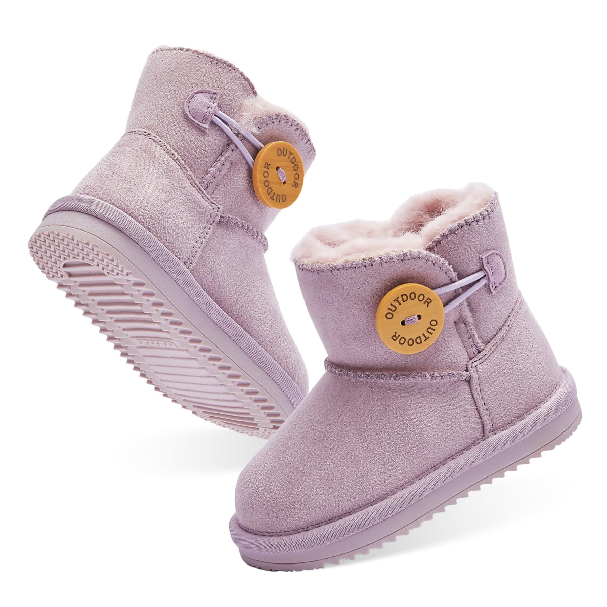 Balabala Kids Water-Resistant Snow Boots, Winter, Warm, Faux Fur, Suede