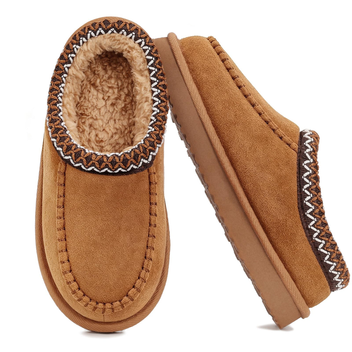 OOW Kids Slippers for Boys Girls Moccasin Warm Fuzzy House Slippers