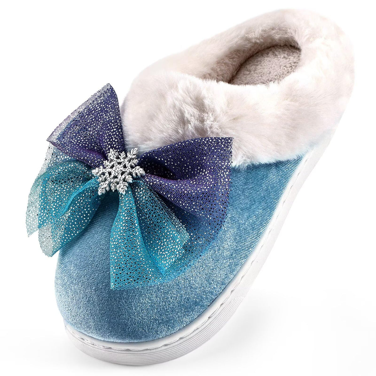 IceUnicorn Girls Slippers Cute Bow Kids Warm House Shoes