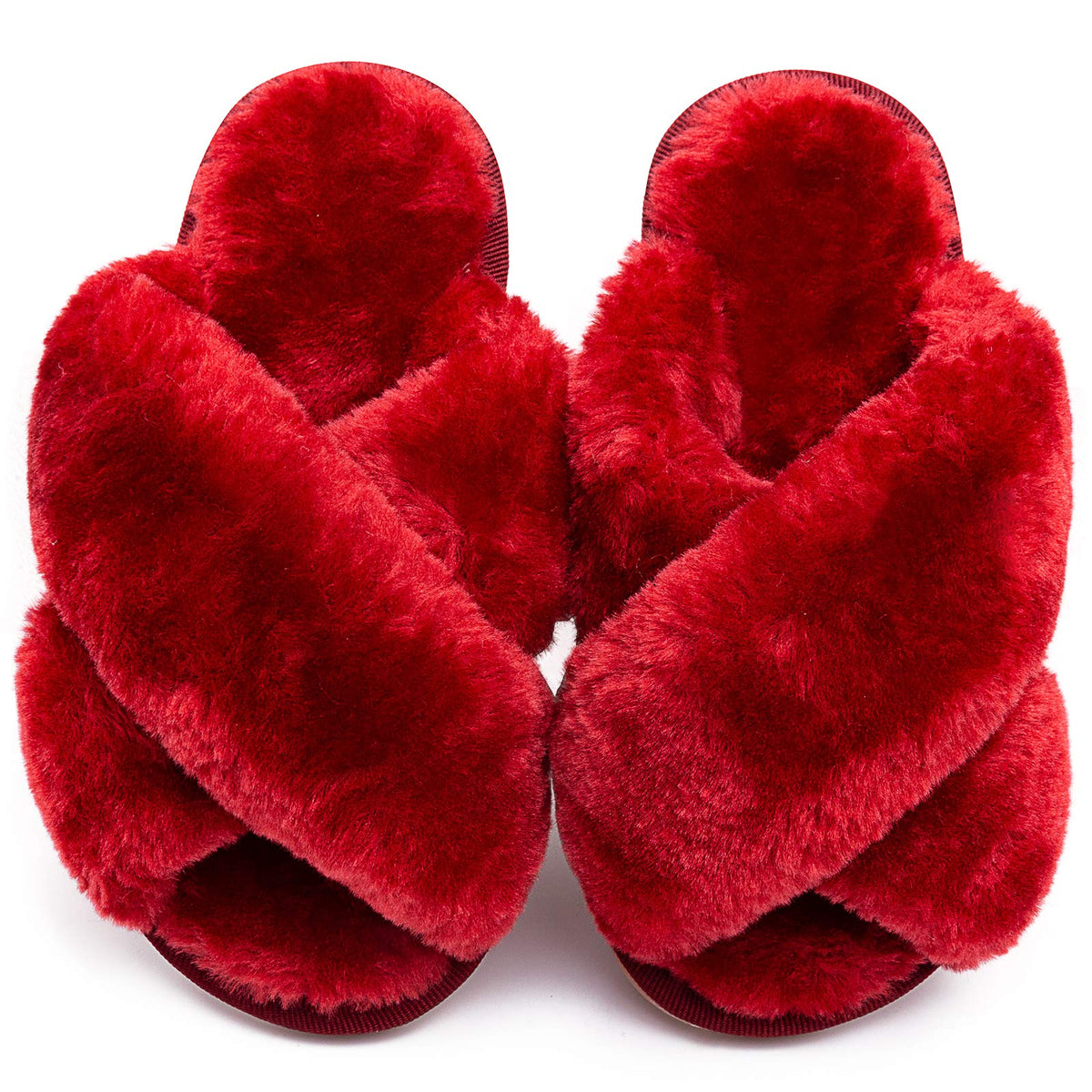 Girls Fluffy Slippers Kids Open Toe House Shoes Soft Plush Slides Sandals