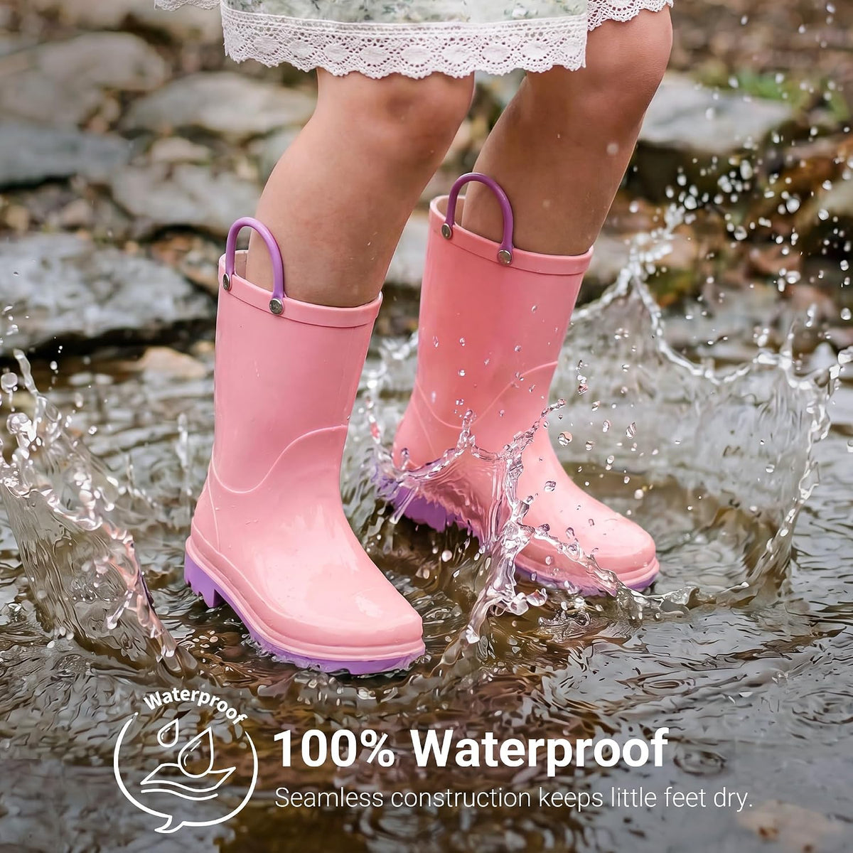 DREAM PAIRS Kids Waterproof Rain Boots