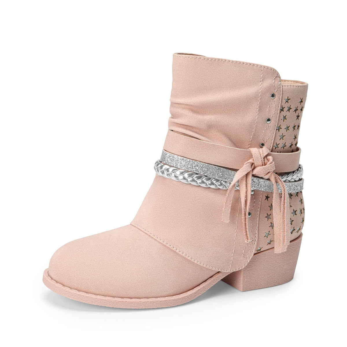 DREAM PAIRS Girls Ankle Boots Side Zipper Low Heels