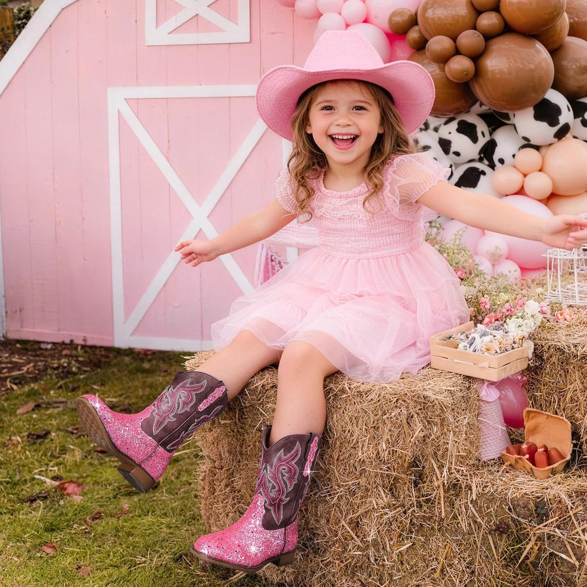 DREAM PAIRS Girls Cowboy Cowgirl Boots