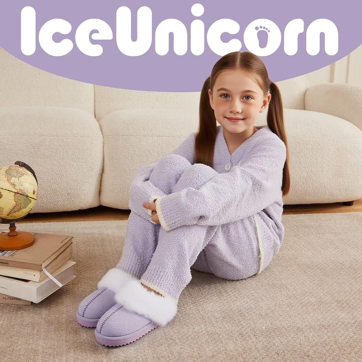 IceUnicorn Kids Slippers Girls Boys Fuzzy House Shoes Bedroom Slides