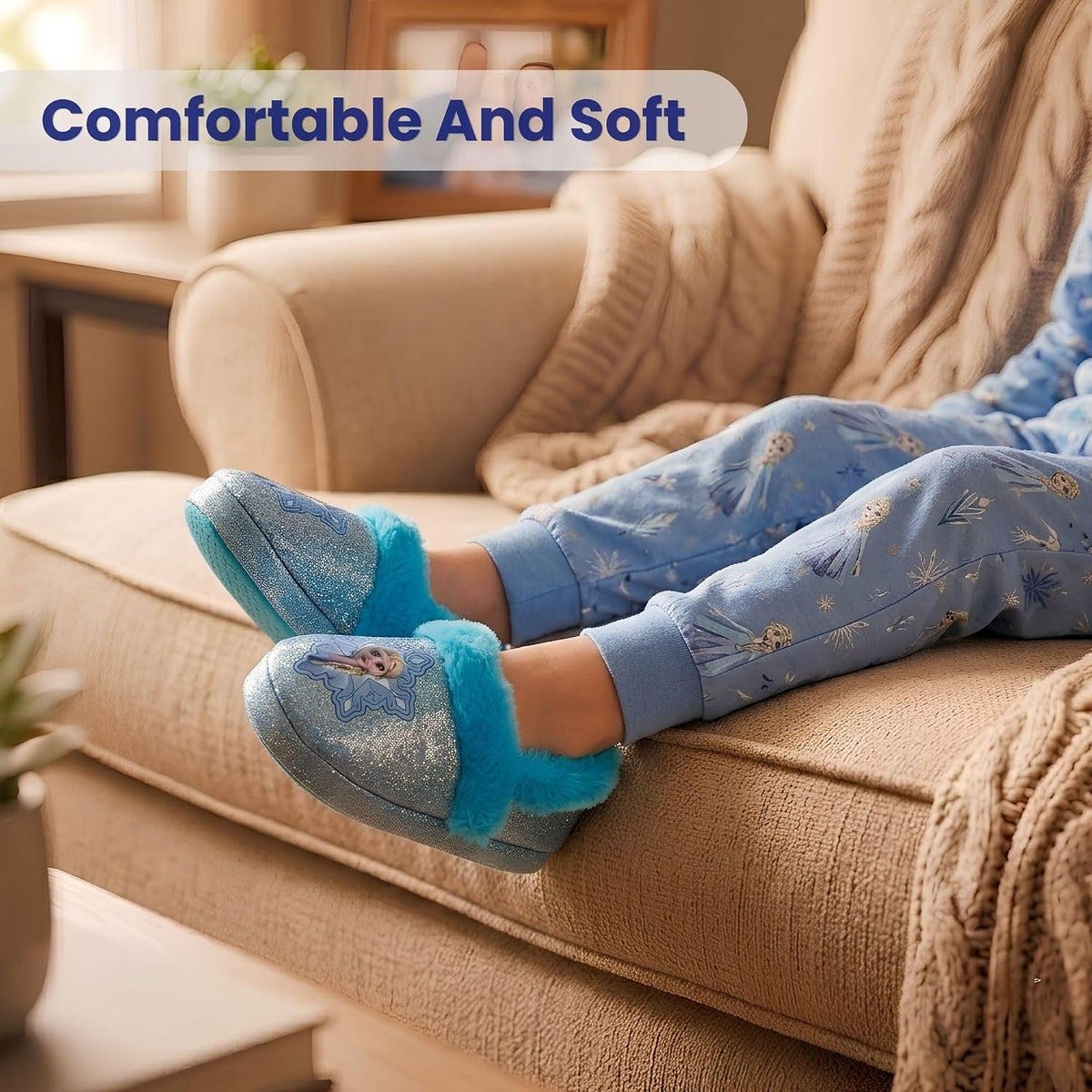 Girls Plush Slippers Frozen Gabby’s Dollhouse Moana Stitch Cozy House Shoes