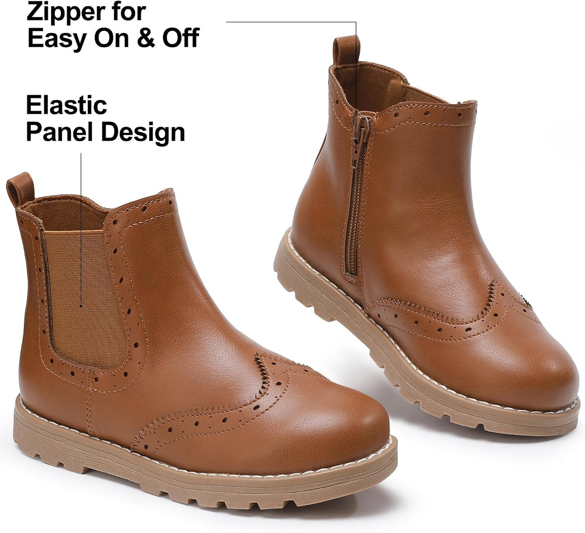 Girls Chelsea Ankle Boots Leather Comfort Shoes for Little/Big Kid