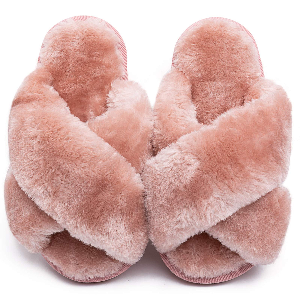 Girls Fluffy Slippers Kids Open Toe House Shoes Soft Plush Slides Sandals