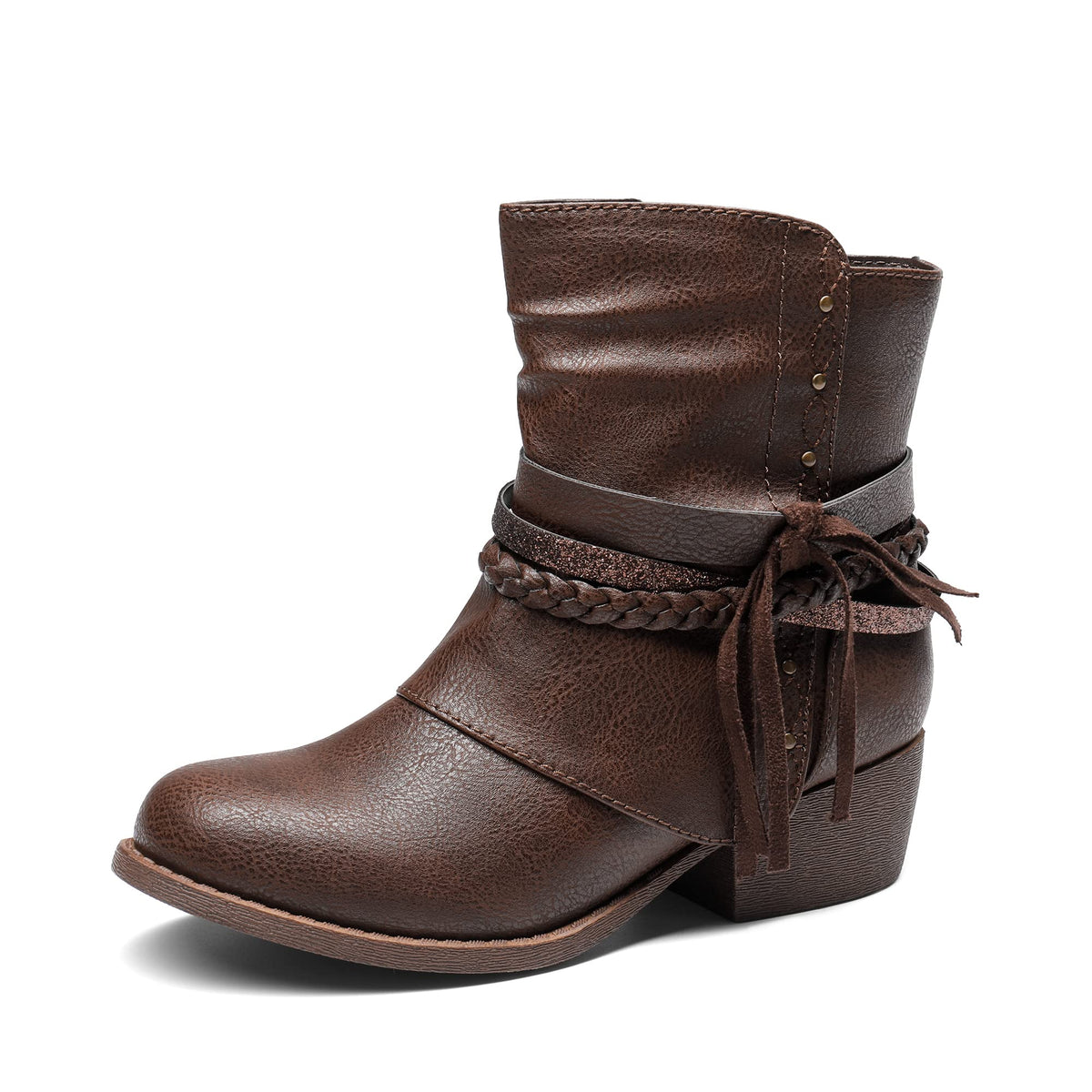 DREAM PAIRS Girls Ankle Boots Side Zipper Low Heels