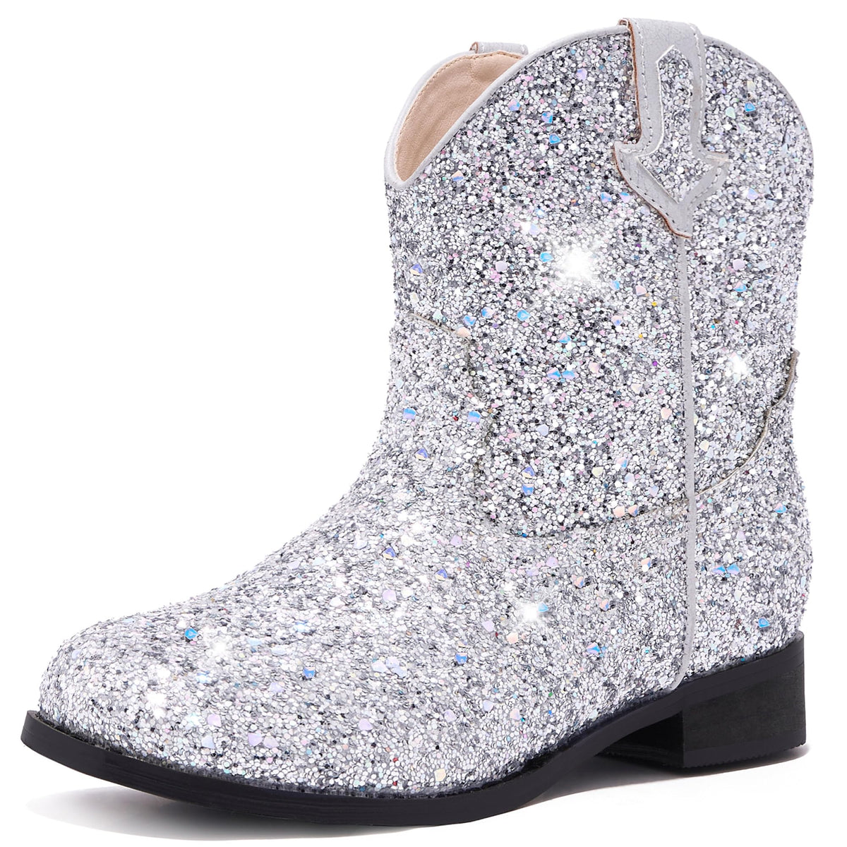 Motasha Toddler Girls Cowgirl Boots Glitter Toddler Cowboy Boot Ankle Girls Boots Little Kids Horse Riding Shoes Party Birthday