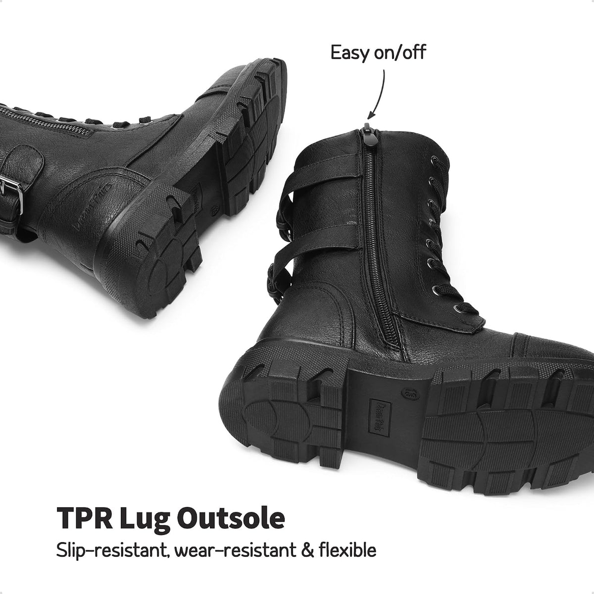 DREAM PAIRS Girls Combat Ankle Boots