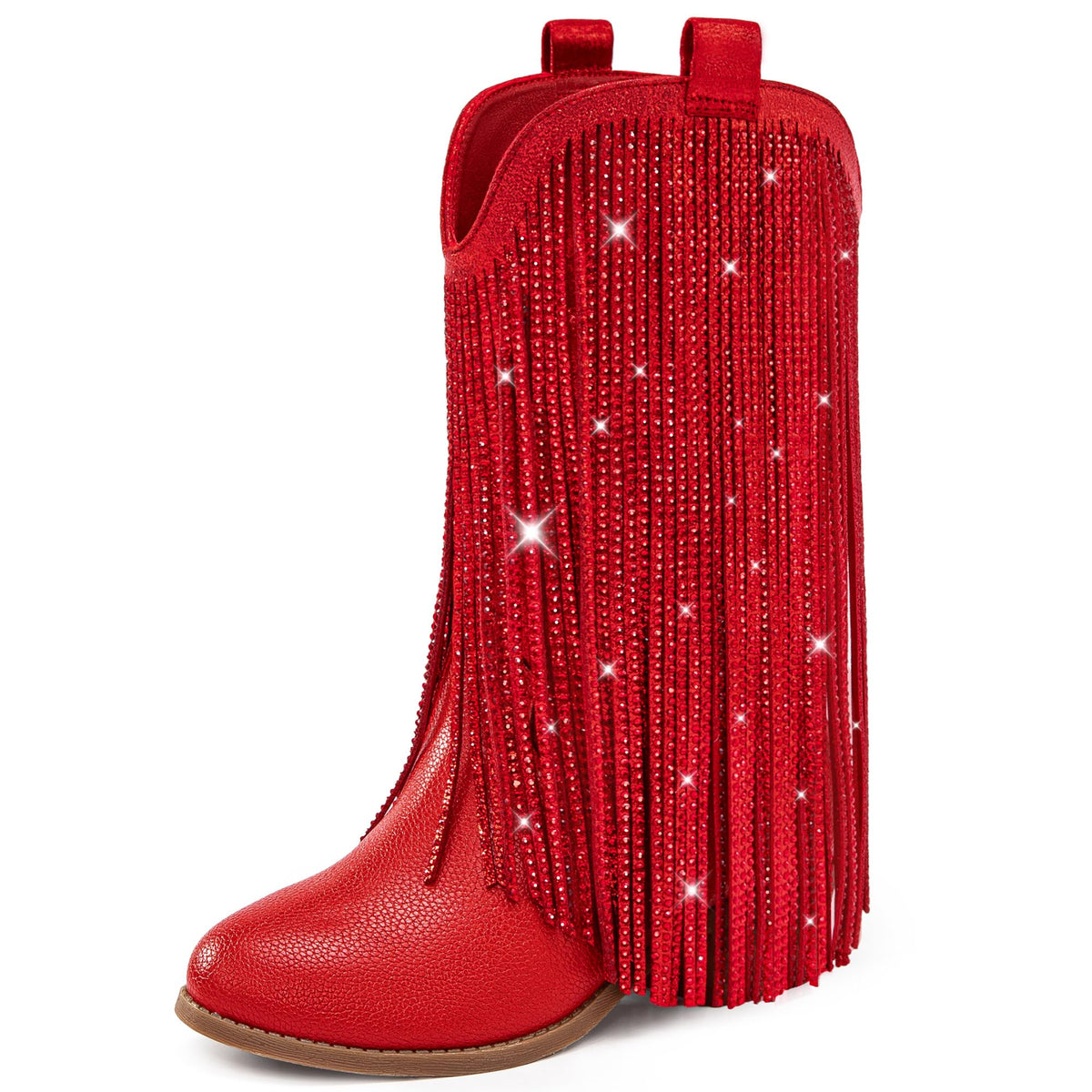 LAURMOSA Rhinestone Fringe Cowgirl Boots for Girls Cowboy Boots for Kids