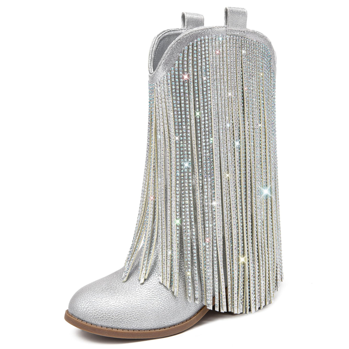 LAURMOSA Rhinestone Fringe Cowgirl Boots for Girls Cowboy Boots for Kids