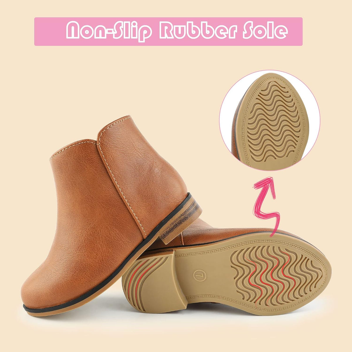 Girls Boots Kids Ankle Boots With Zipper Dress Boot Low Heels Booties for Toddler Little Kids