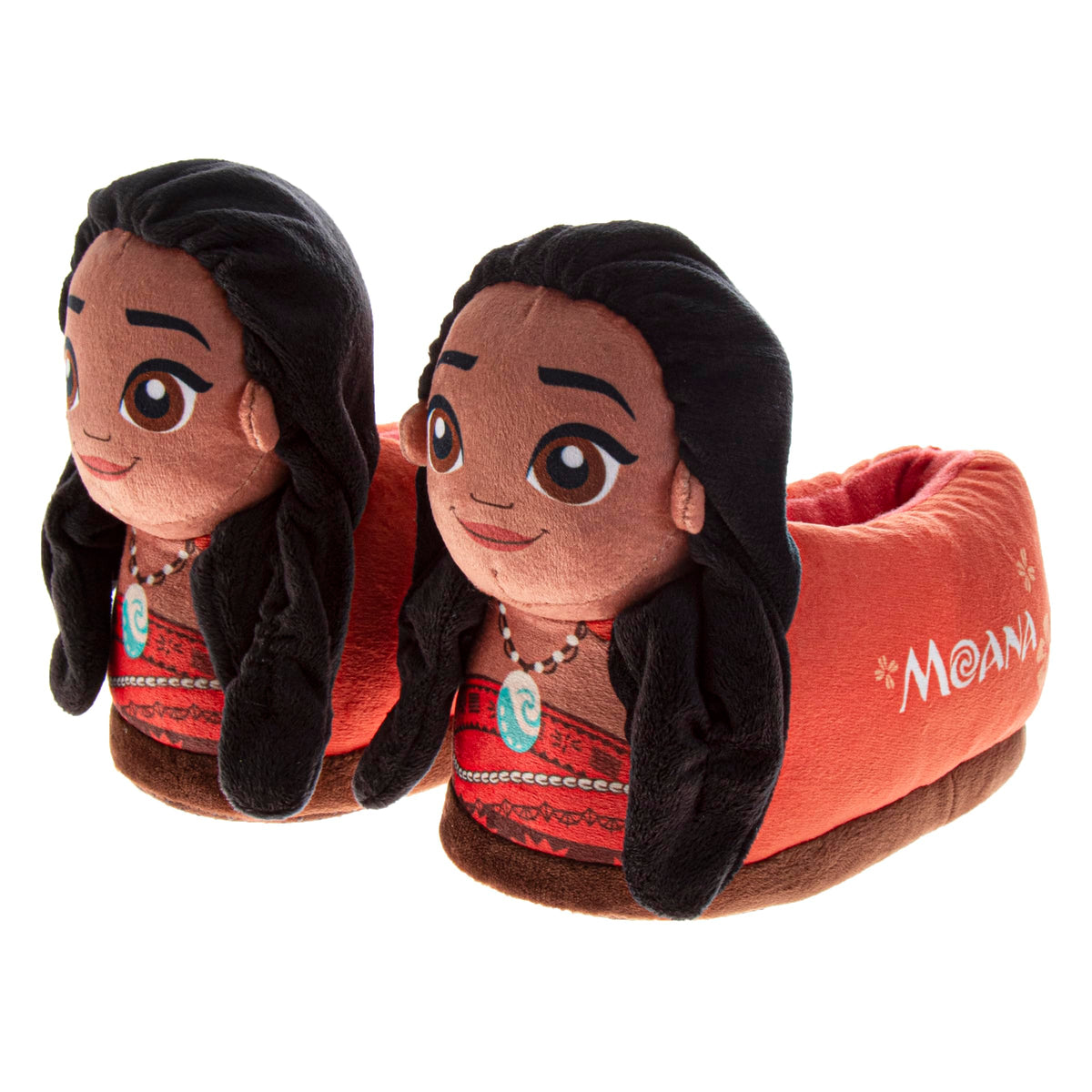 Disney Girls' Moana Slippers - Princess Moana Plush Fuzzy Slippers (Toddler/Little Girl)