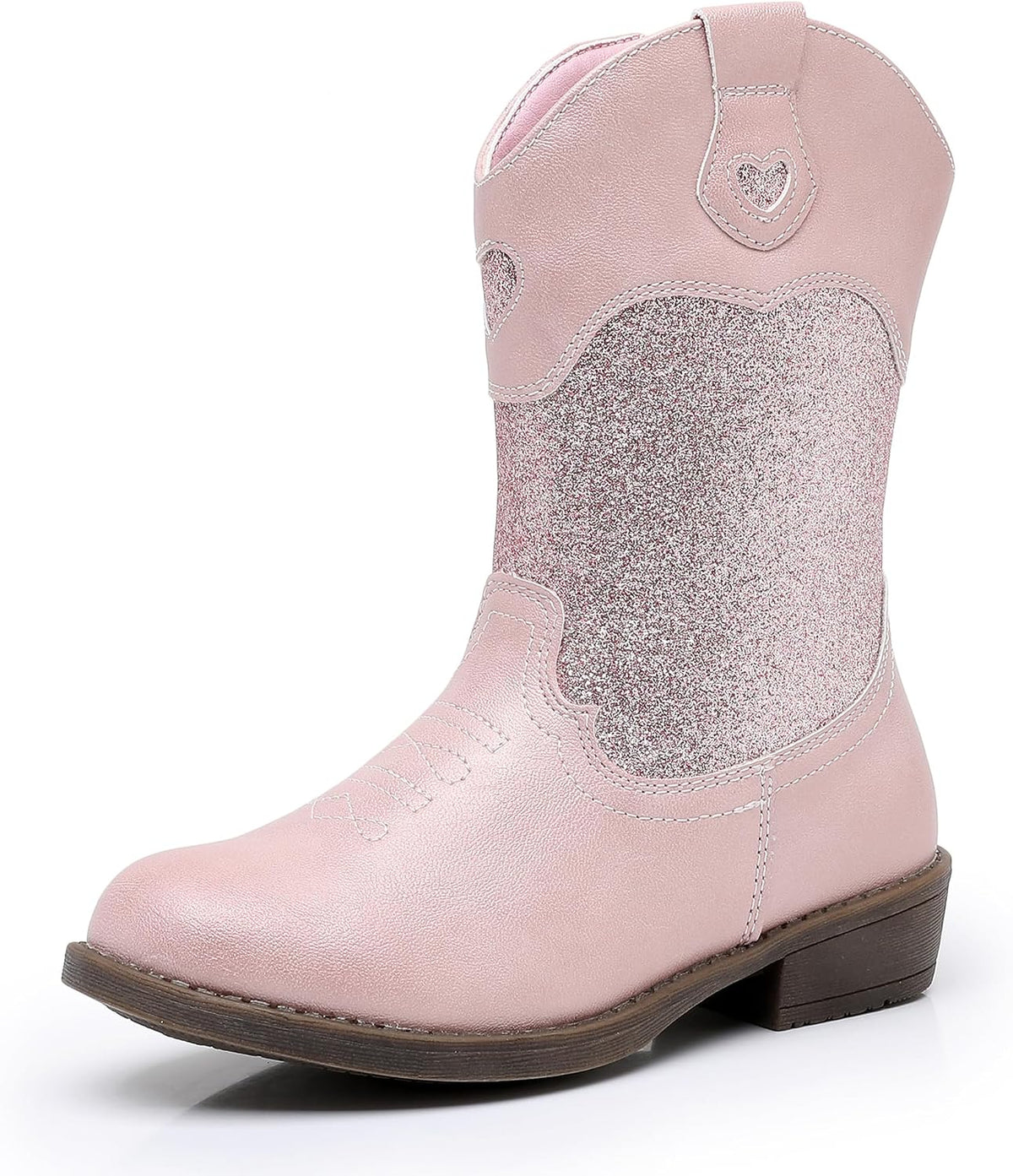 Ahannie Girls Cowboy Boots with Side Zipper – Western Cowgirl Boots for Toddler, Little Kid & Big Kid in Glitter or Classic Embroidery