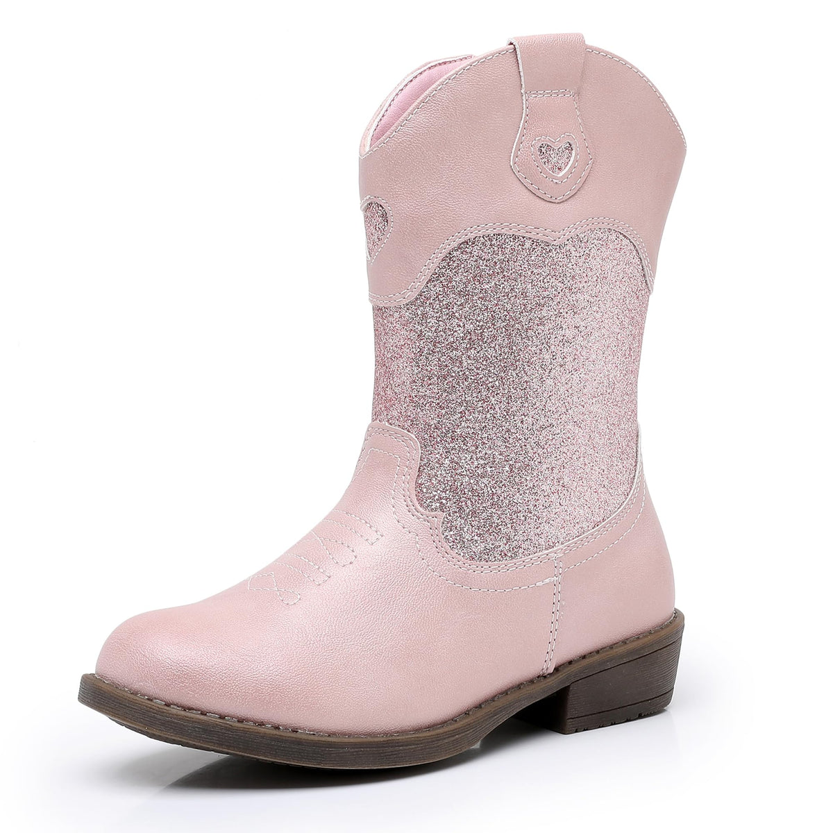 Ahannie Girls Cowboy Boots with Side Zipper – Western Cowgirl Boots for Toddler, Little Kid & Big Kid in Glitter or Classic Embroidery