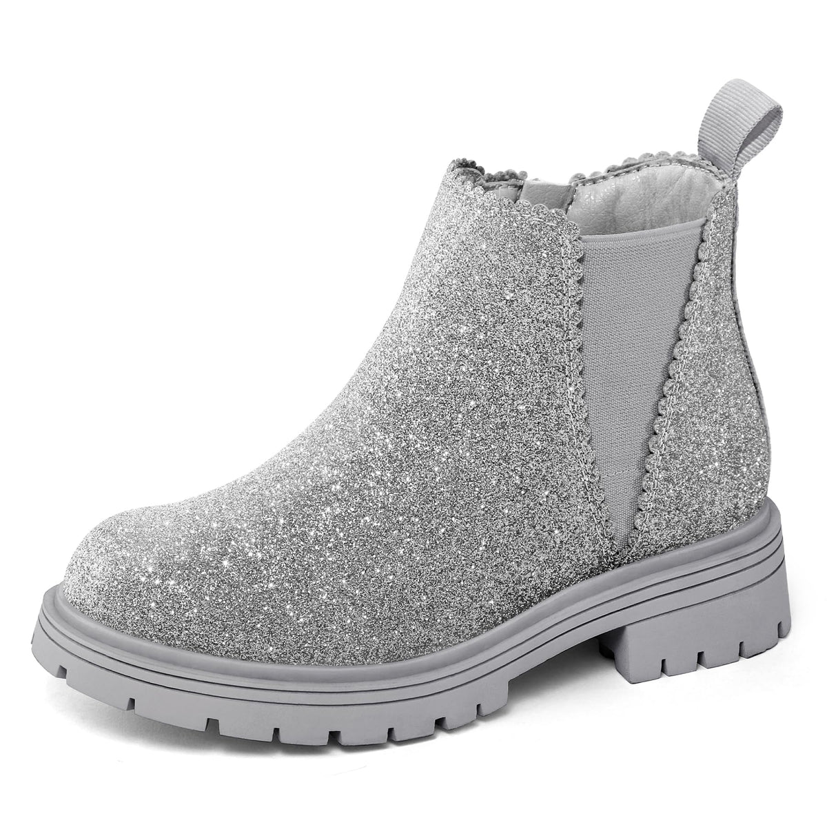 K KomForme Girls Chelsea Boots，Kids Ankle Boots with Side Zipper