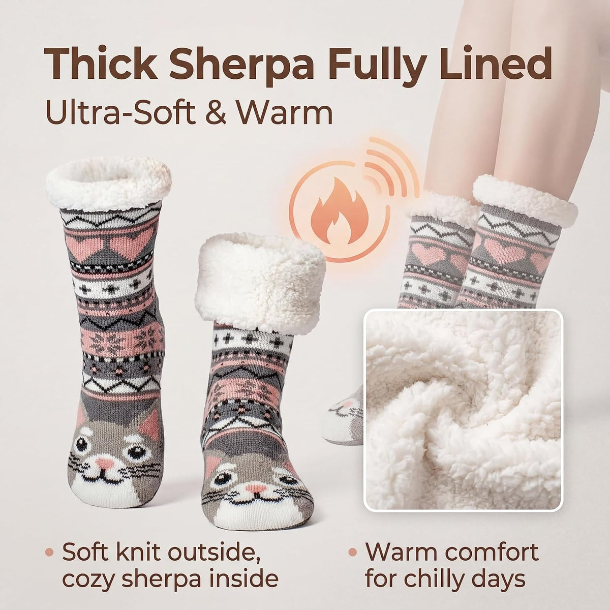 cosyone1997 Fuzzy Slipper Socks for Women and Kids with Grips Cozy Gifts