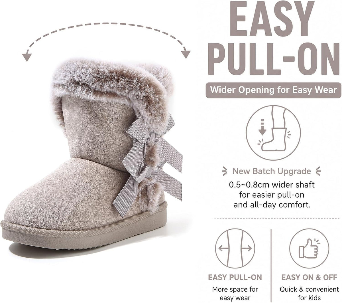 LONSOEN Winter Warm Boots Faux Fur Mid Calf Booties for Toddler Little Kid