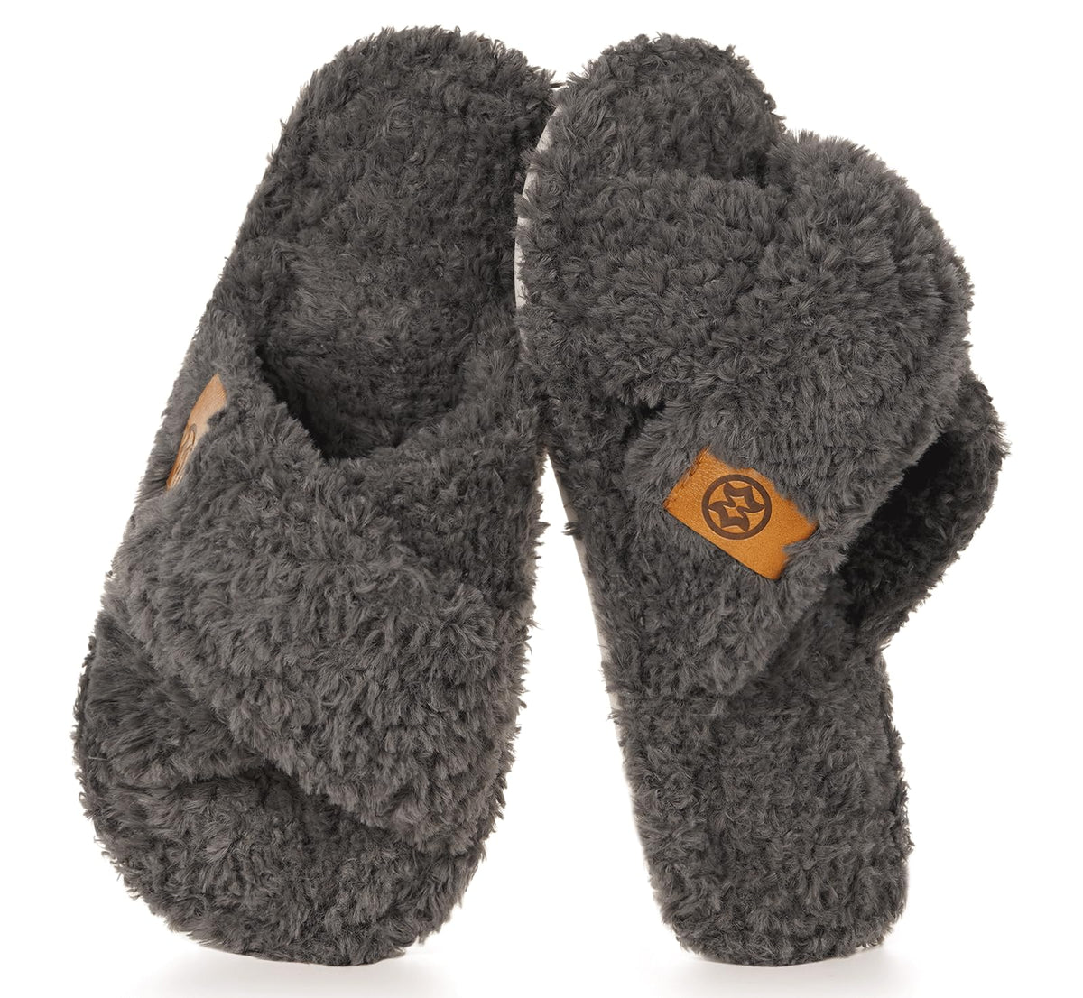 Dokela Fuzzy Open Toe Slippers for Kids Girls Boys House Slipper