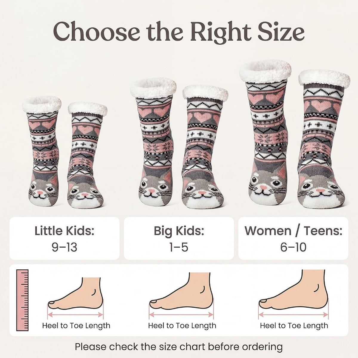 cosyone1997 Fuzzy Slipper Socks for Women and Kids with Grips Cozy Gifts