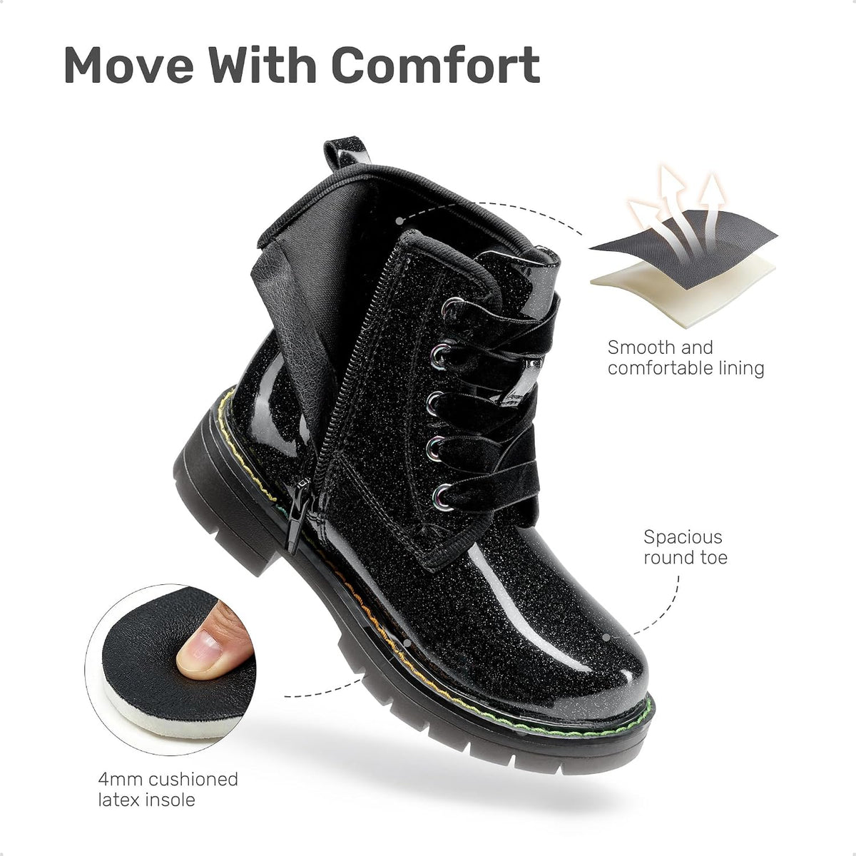 DREAM PAIRS Girls Combat Ankle Boots Shoes