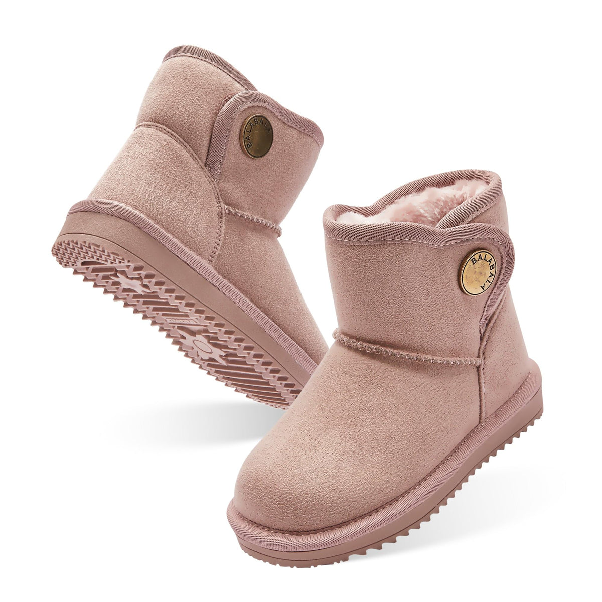 Balabala Kids Water-Resistant Snow Boots, Winter, Warm, Faux Fur, Suede