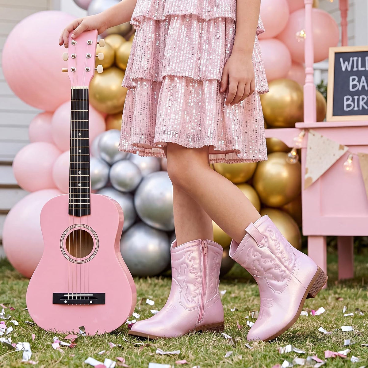 Stelle Girls Glitter Cowgirl Boots Kids Boys Cowboy Boots