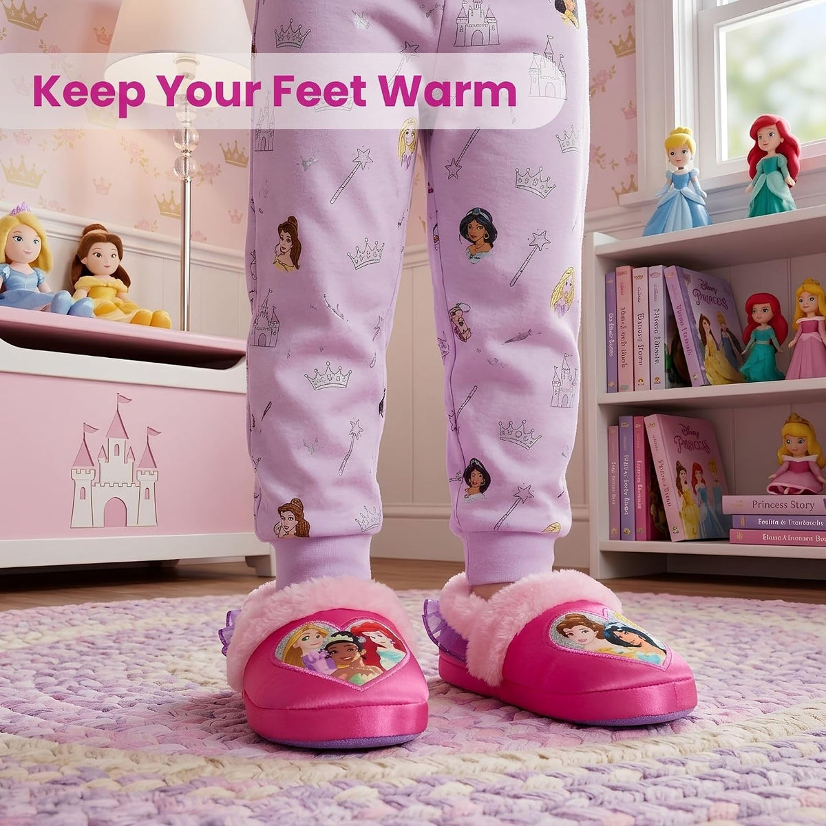 Disney Princess Encanto Little Mermaid Slippers for Girls Kids House Shoes