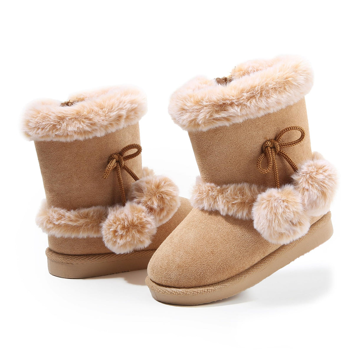 LONSOEN Winter Warm Boots Faux Fur Mid Calf Booties for Toddler Little Kid