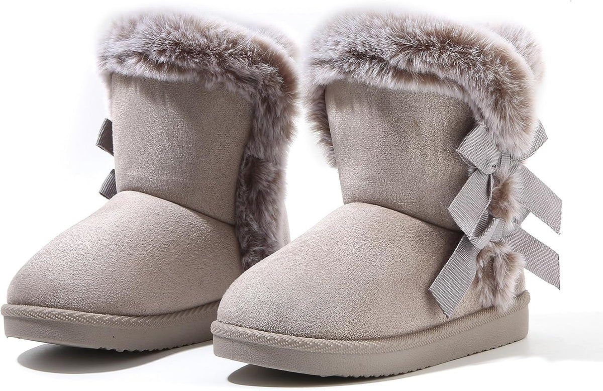 LONSOEN Winter Warm Boots Faux Fur Mid Calf Booties for Toddler Little Kid